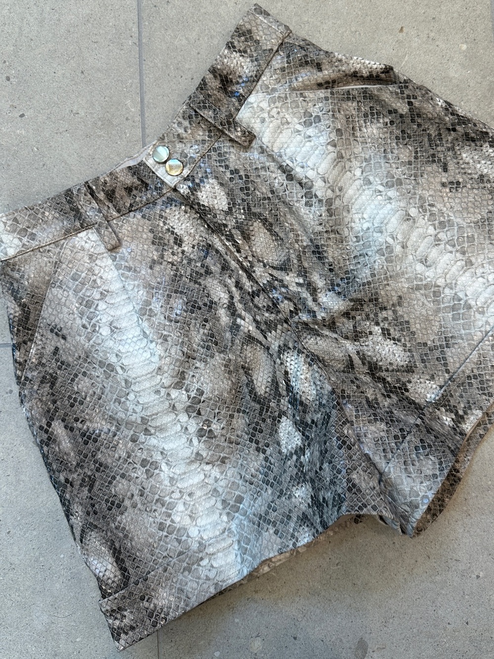 Song of Style Snake-Print High-Waist Vegan Leather Shorts sz xs